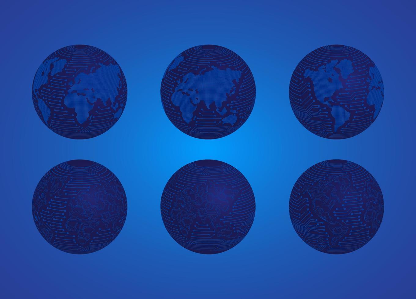 Modern Technology Globe icon set vector