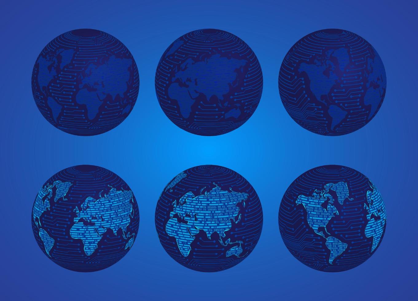 Modern Technology Globe icon set vector