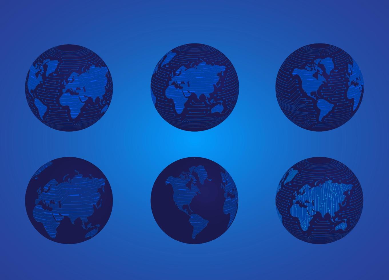 Modern Technology Globe icon set vector