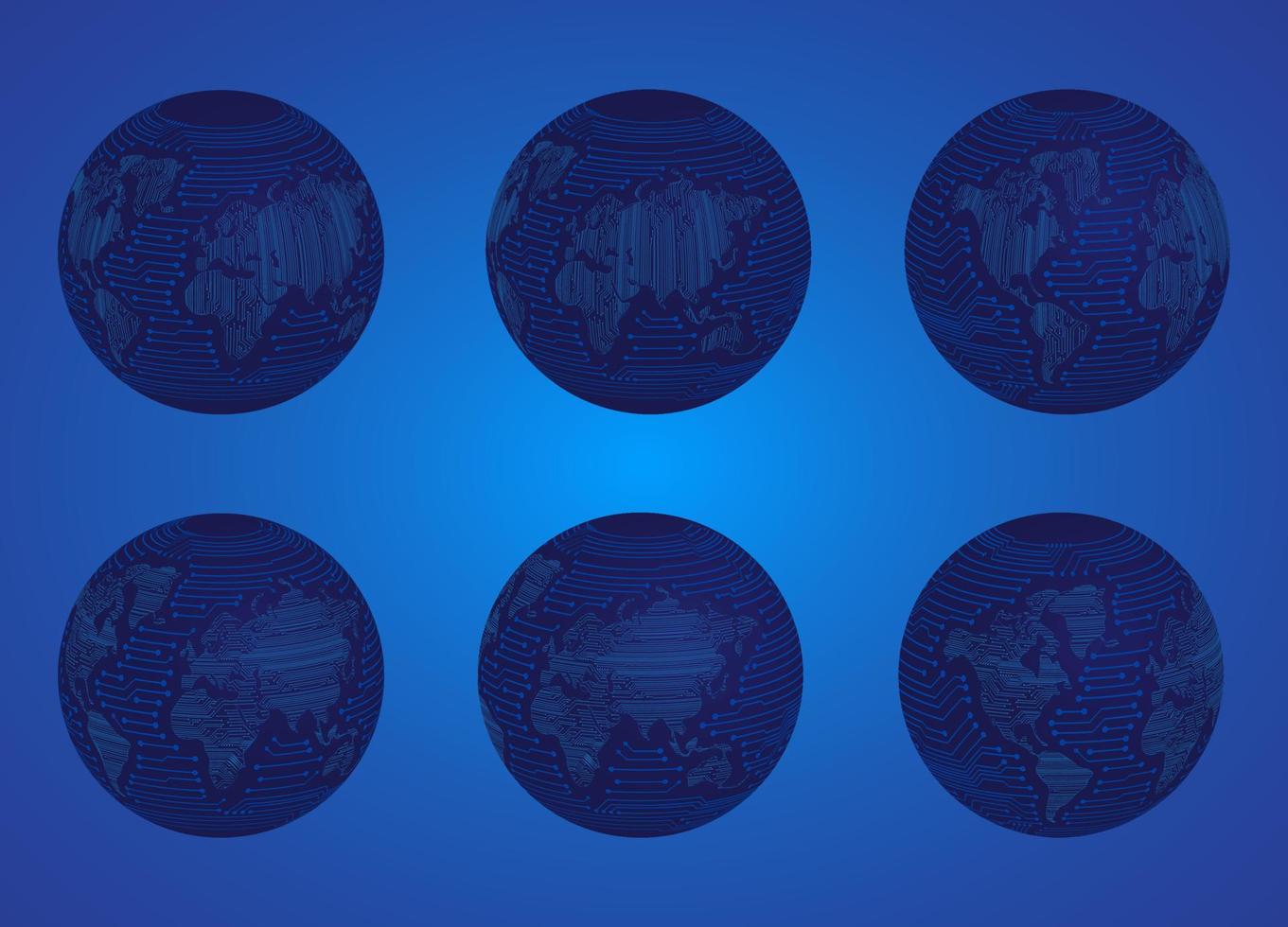 Modern Technology Globe icon set vector