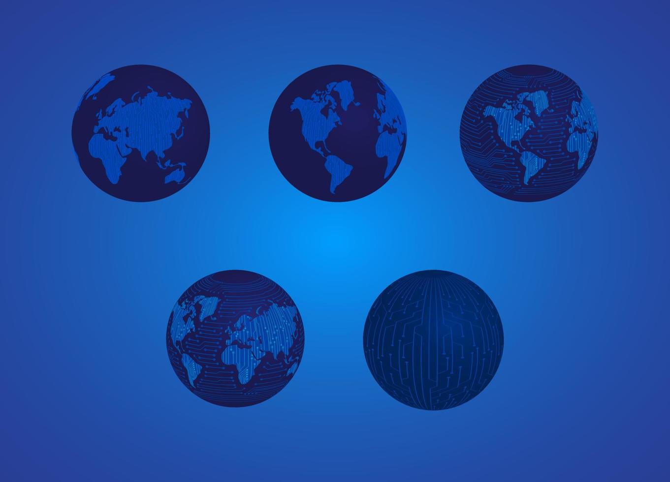 Modern Technology Globe icon set vector