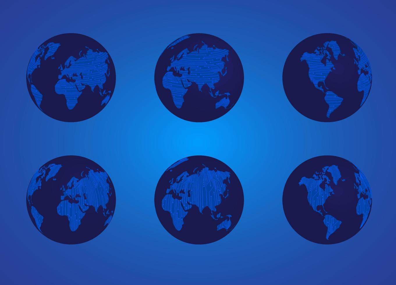 Modern Technology Globe icon set vector