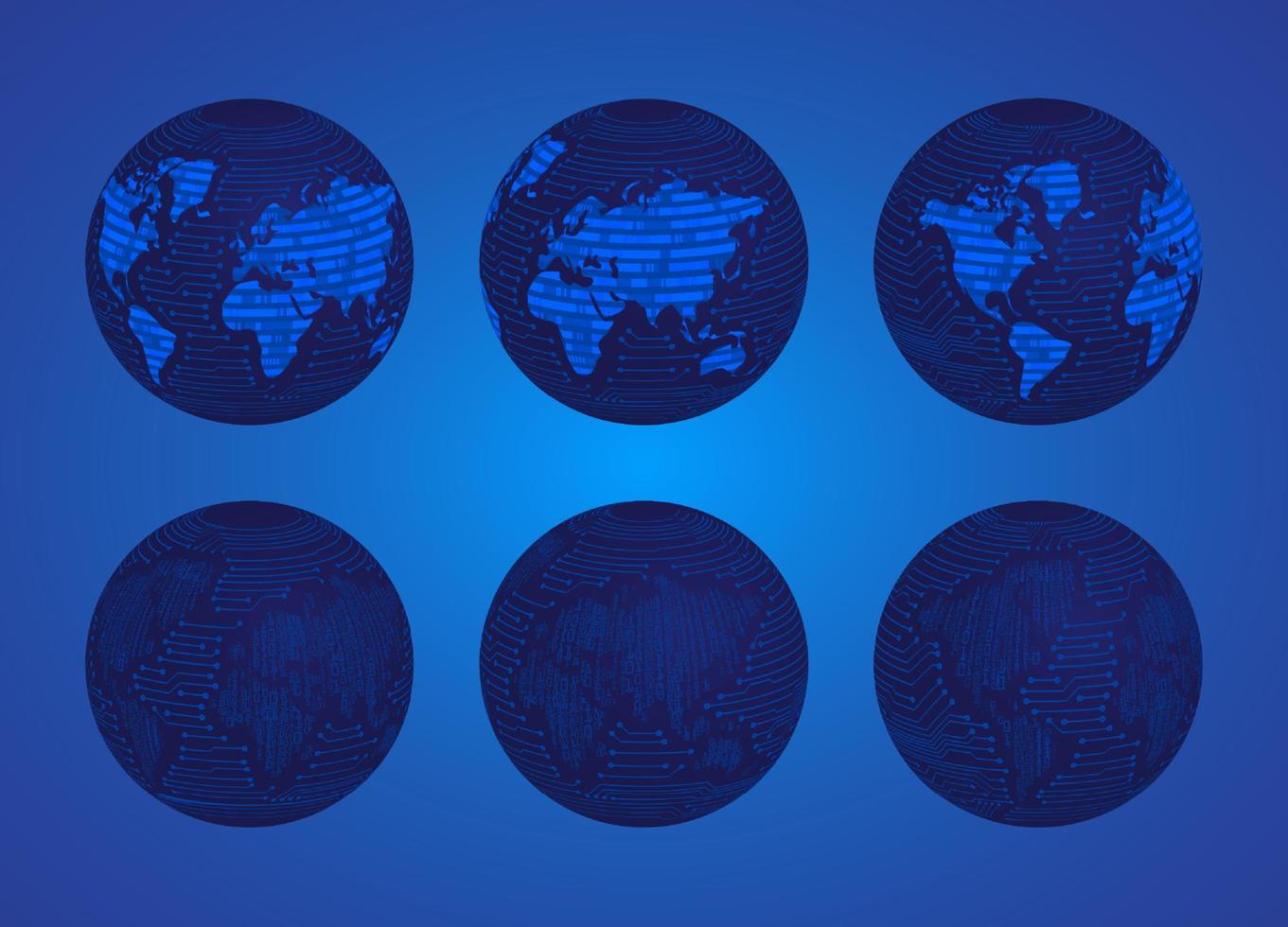 Modern Technology Globe icon set vector