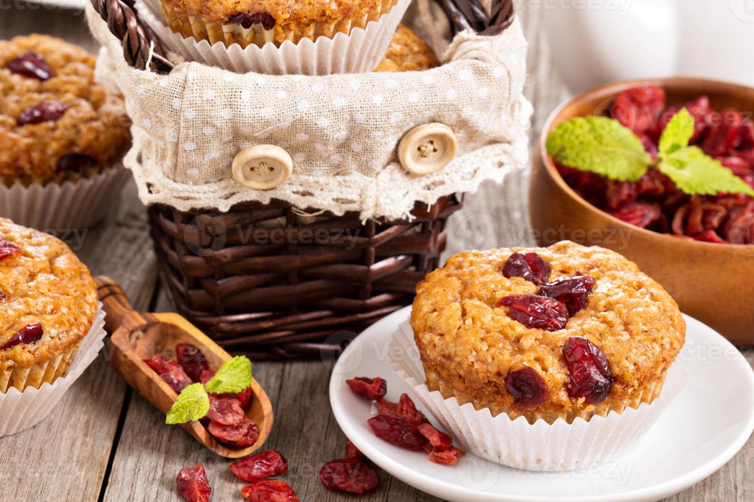 Muffins with dried berries photo