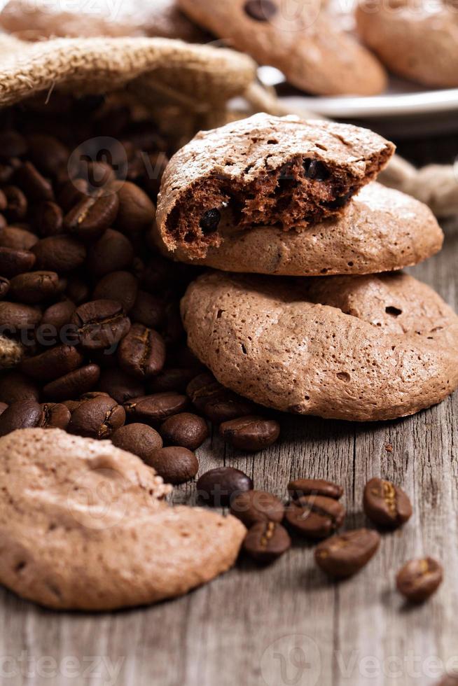 Chocolate espresso meringue cookies photo