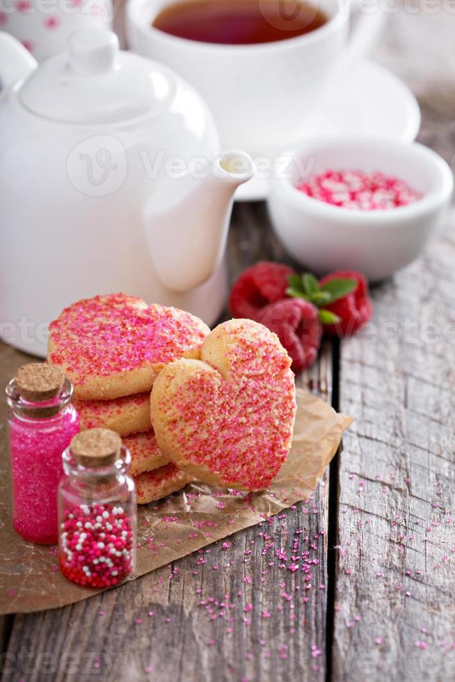 Valentines day sugar cookies with sprinkles photo