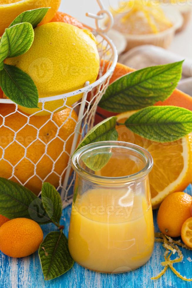 Lemon curd in a jar photo