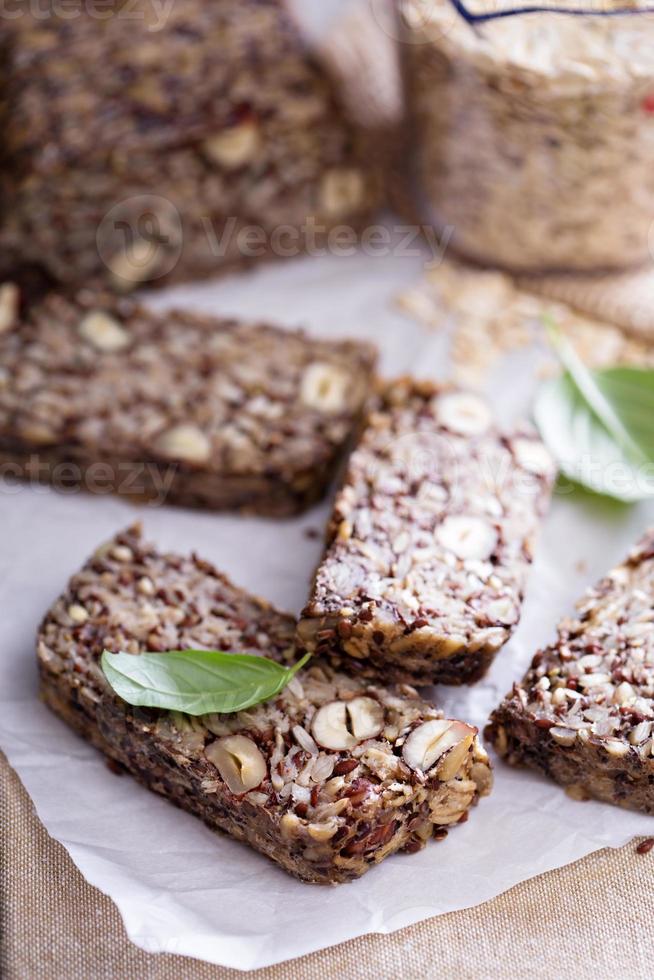 Healthy multigrain bread with oats and seeds photo