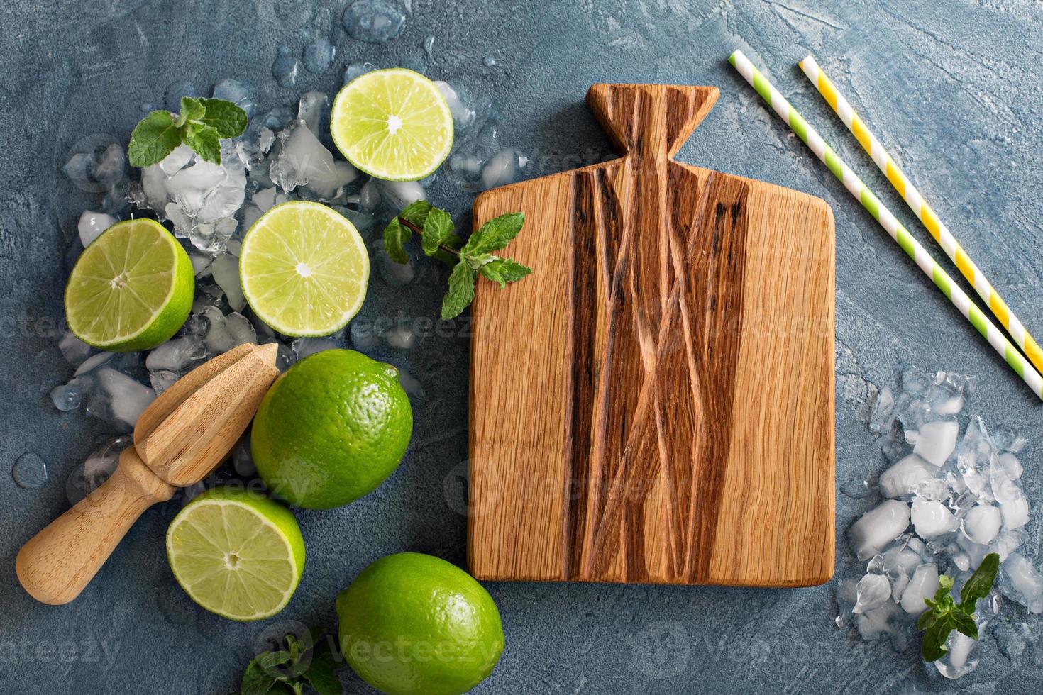 Ingredients for a mojito with copy space photo