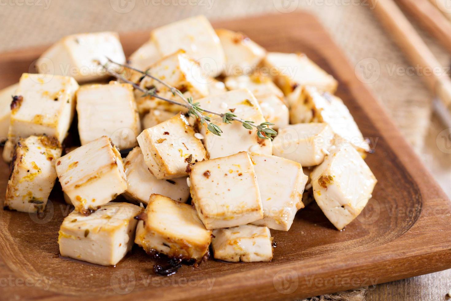 Baked tofu with spices photo