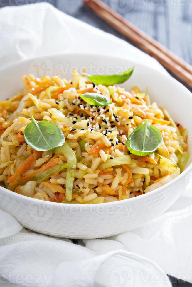 Fried rice with cabbage and carrot 15701970 Stock Photo at Vecteezy