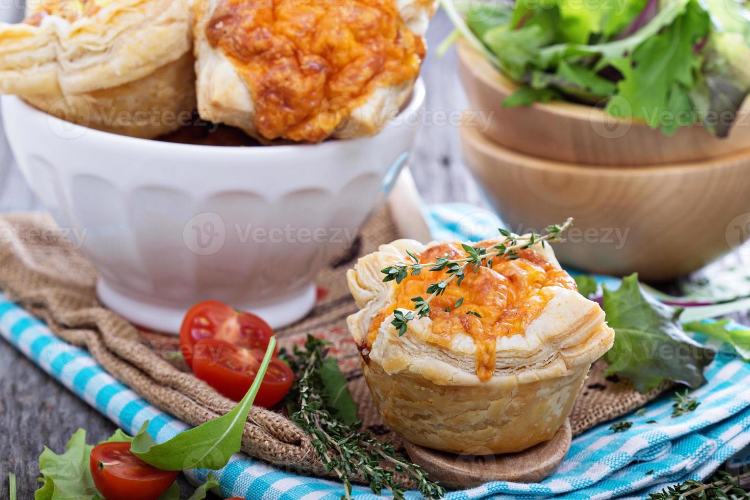 Mini quiche with puff pastry photo