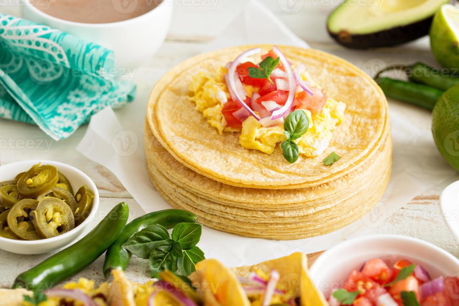 Stack of corn tortillas photo