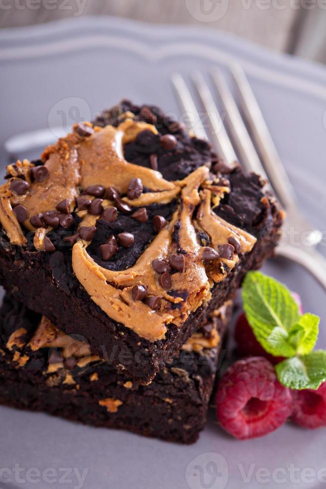 Brownies with peanut butter photo