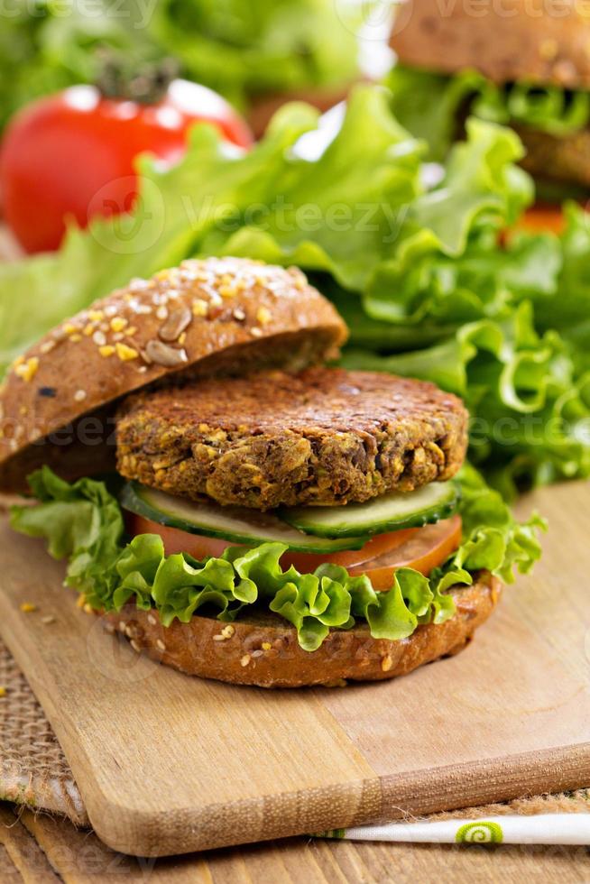 Vegan burgers with lentils and pistashios photo