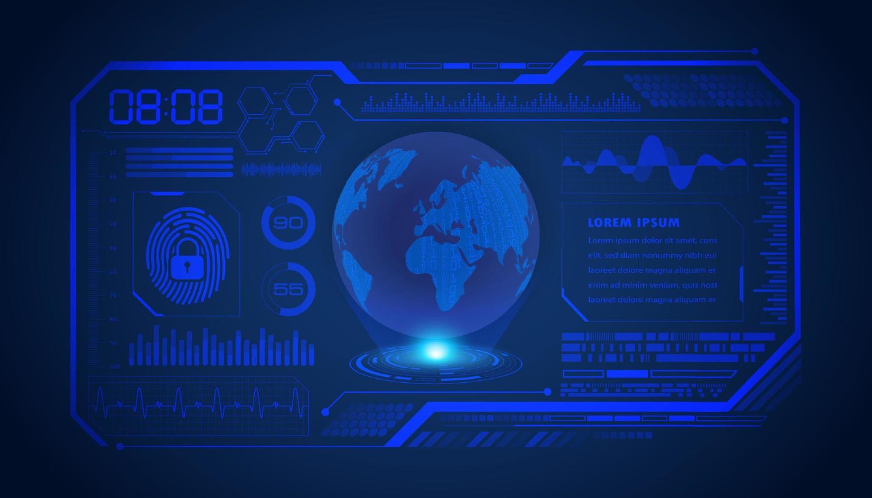 Modern HUD Technology Screen Background with blue globe vector