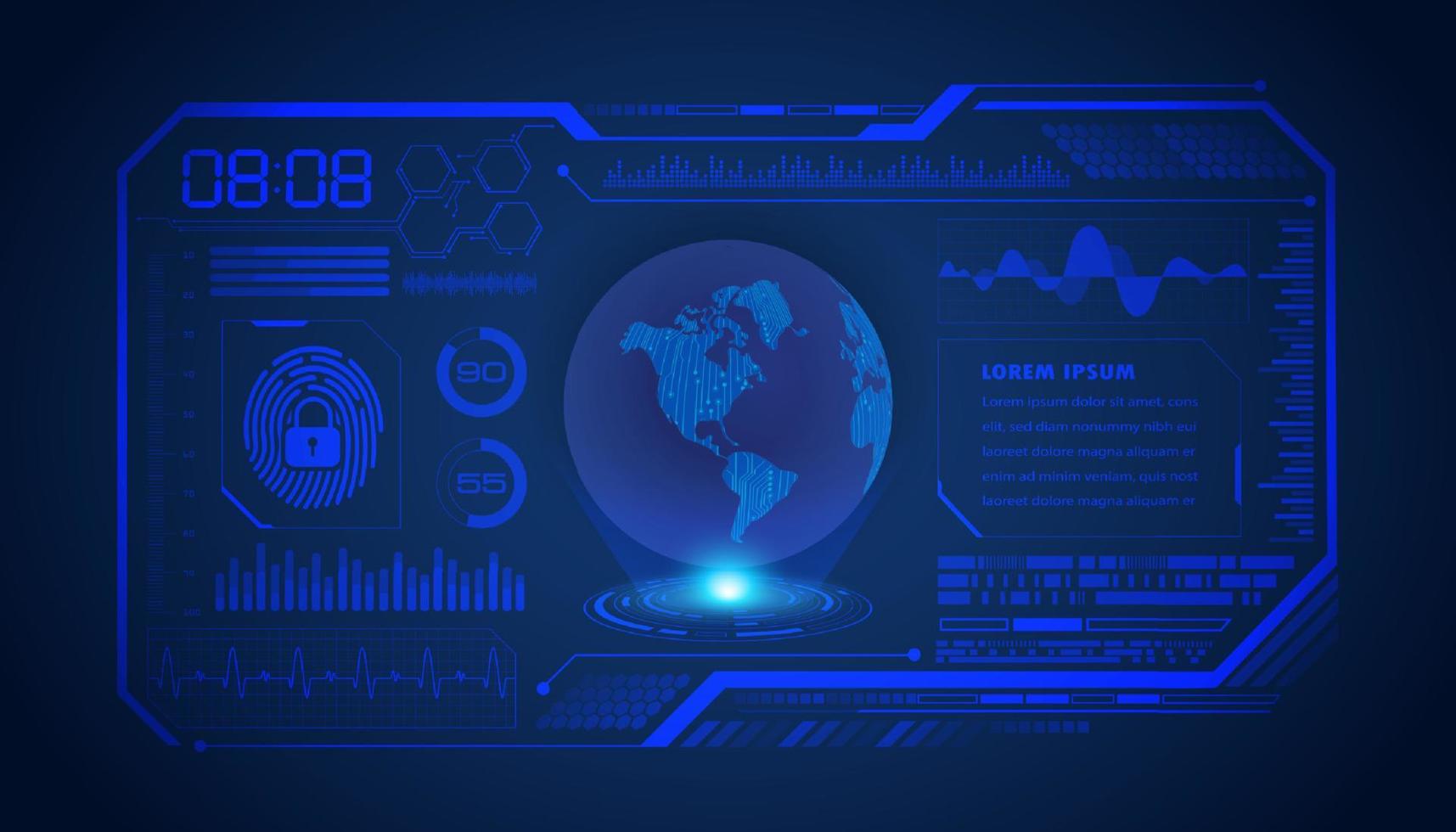 Modern HUD Technology Screen Background with globe vector