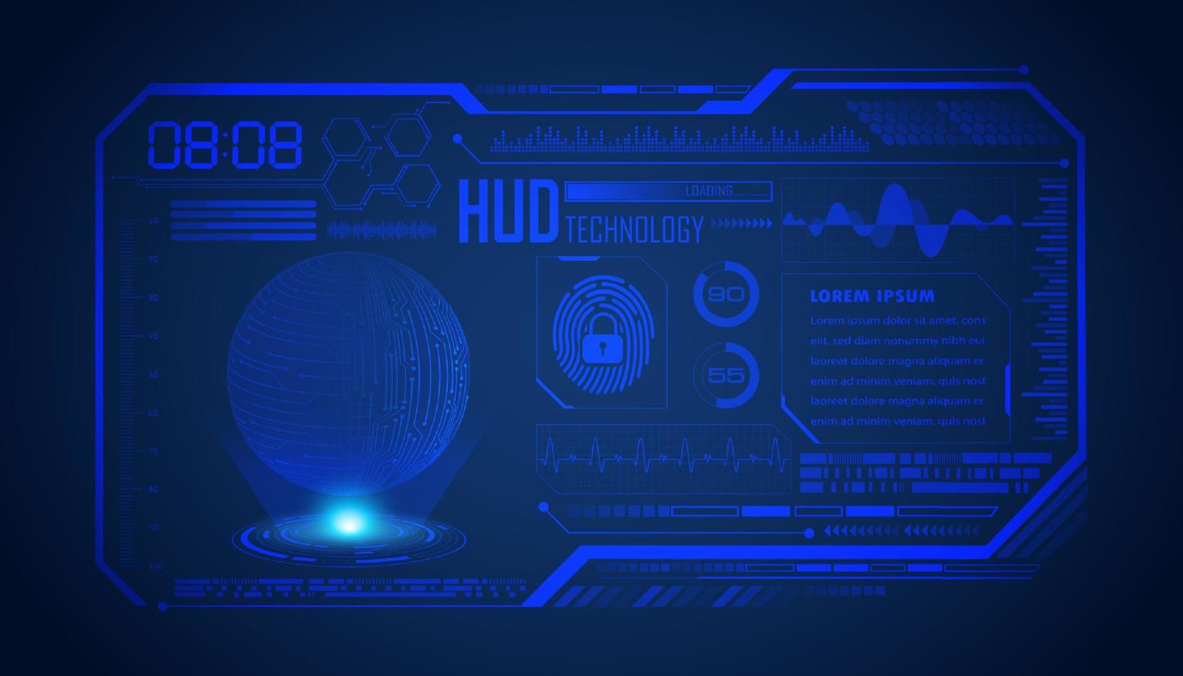 Modern HUD Technology Screen Background with globe vector