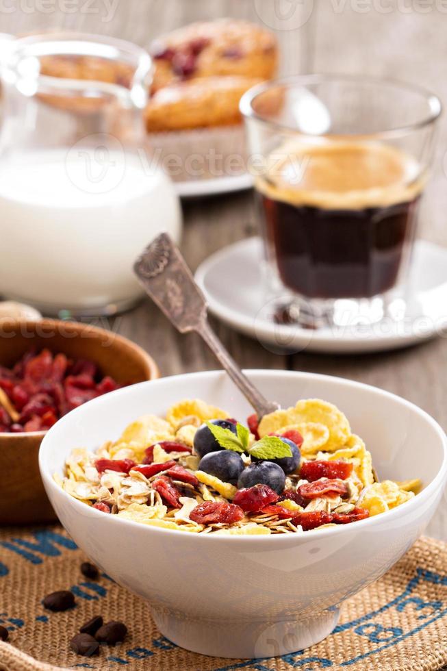 Breakfast with granola photo