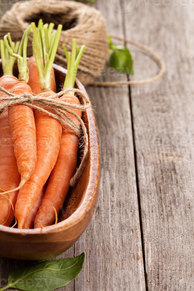 Fresh carrot with green leaves photo