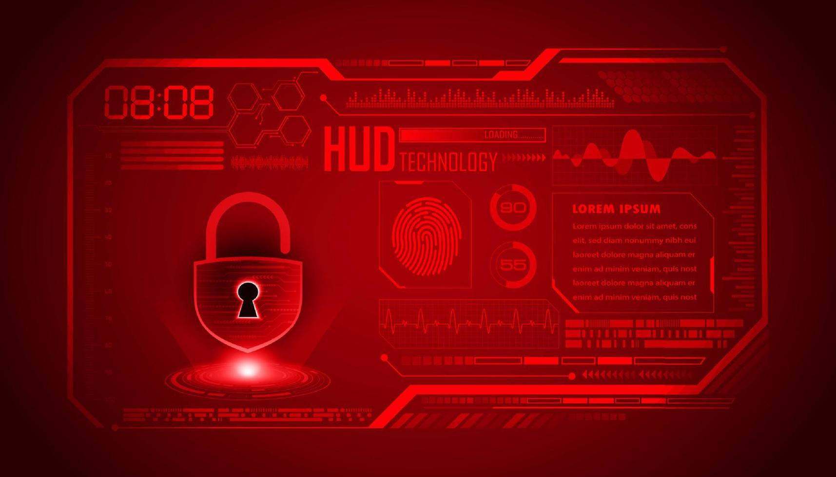 Modern HUD Technology Screen Background with padlock vector