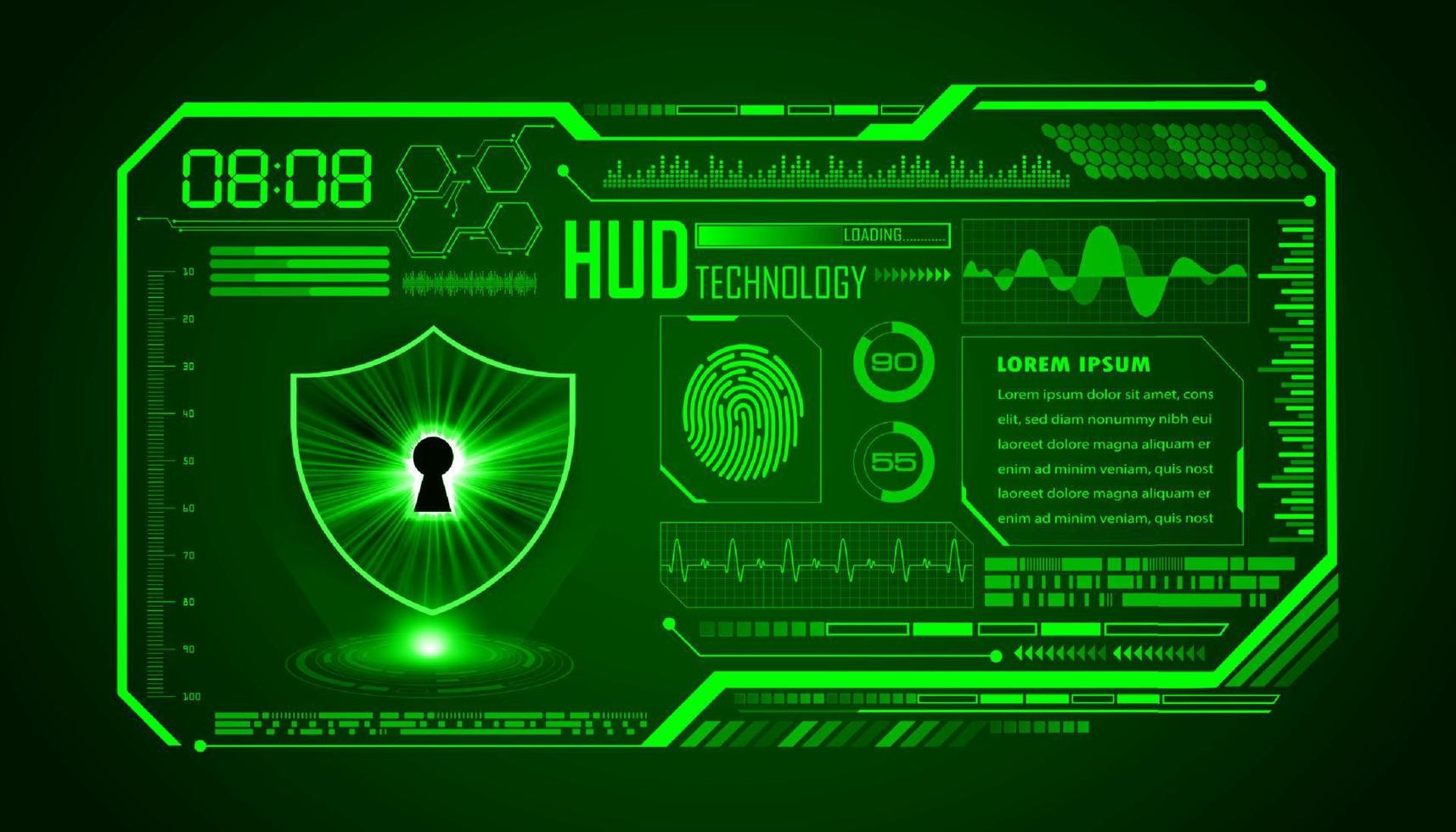 fondo de pantalla de tecnología hud moderna con candado vector