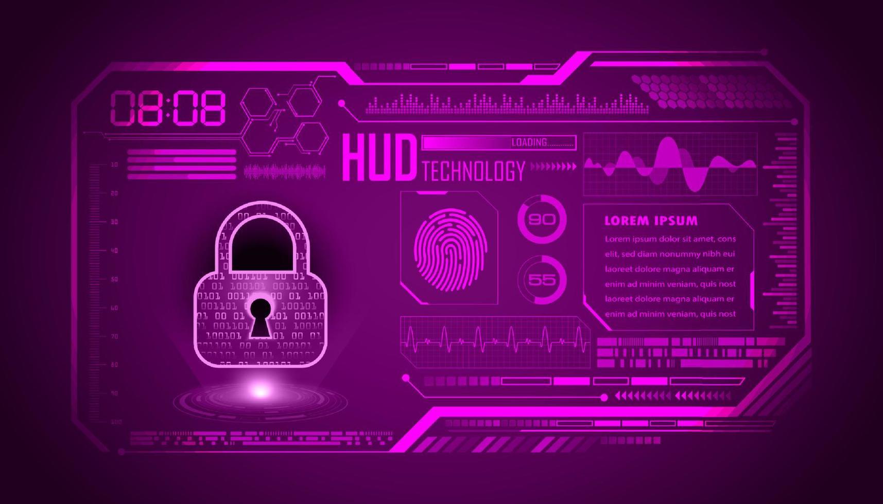 Modern HUD Technology Screen Background with padlock vector