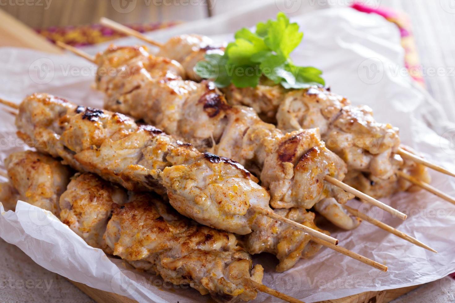 Chicken kebabs with yogurt marinade photo