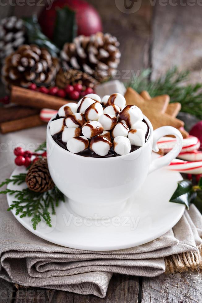 Christmas hot chocolate with ornaments photo