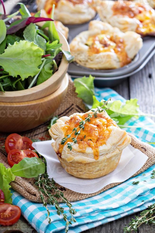 Mini quiche with puff pastry photo