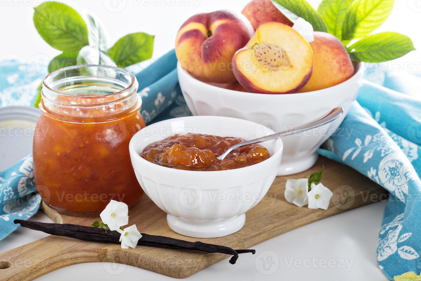 Vanilla peach jam in a bowl photo