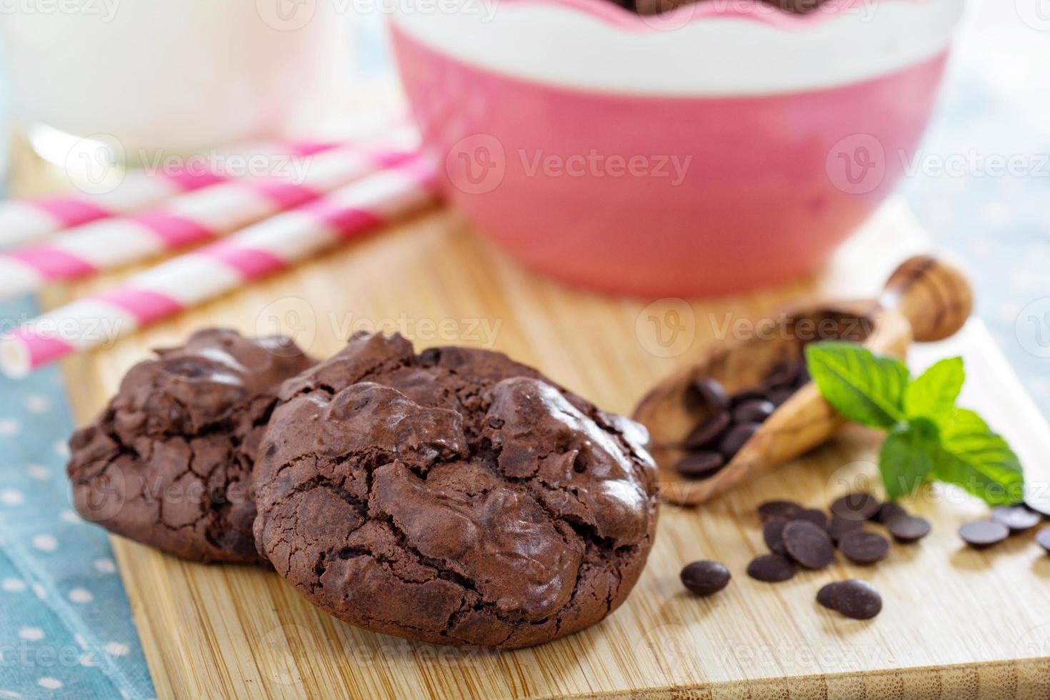 Chocolate cookies i a bowl photo