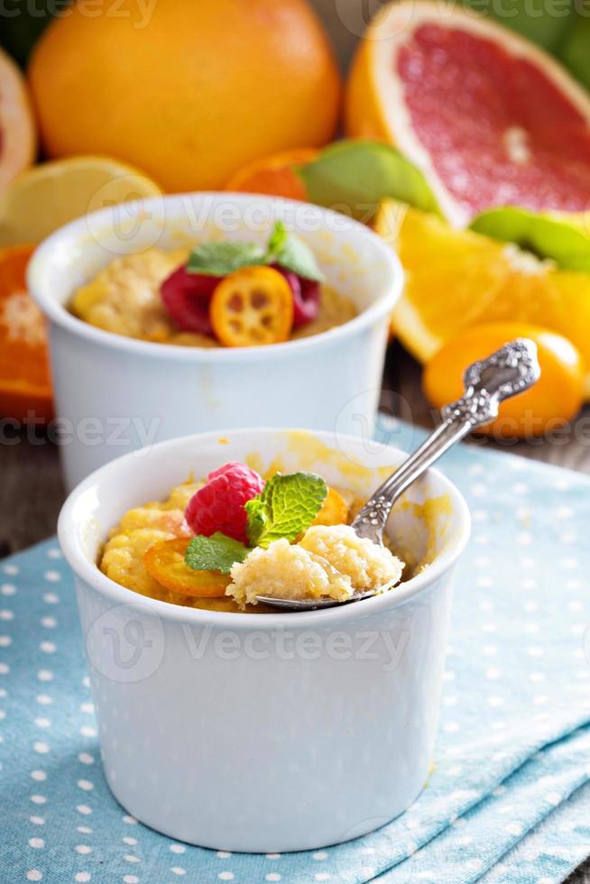 Citrus pudding in smal ramekins photo