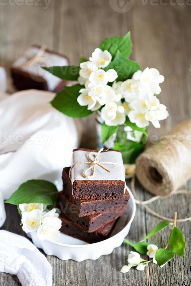 Chocolate mascarpone brownies photo