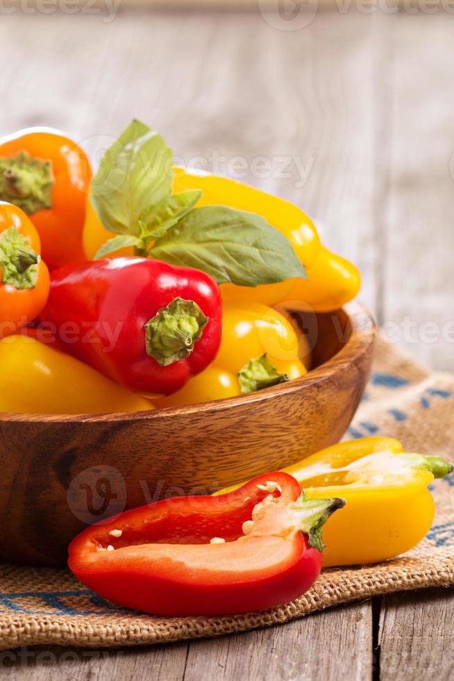 Fresh peppers in a bowl photo