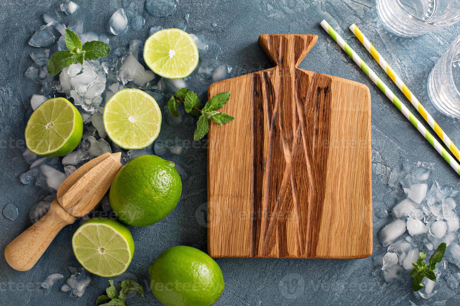 Ingredients for a mojito with copy space photo