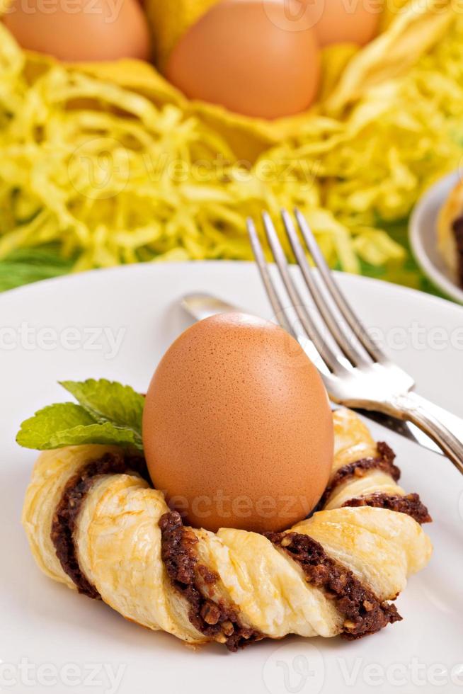 Decorative table setting for Easter photo