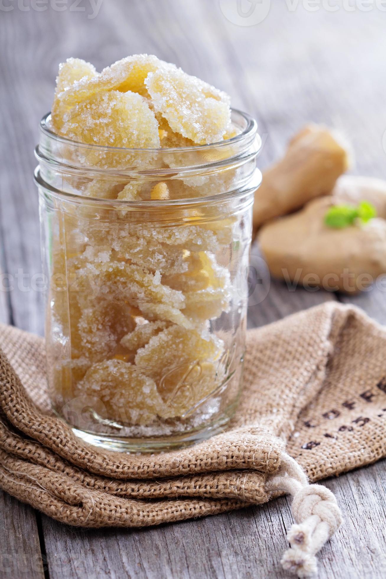 Candied ginger in a jar 15703728 Stock Photo at Vecteezy