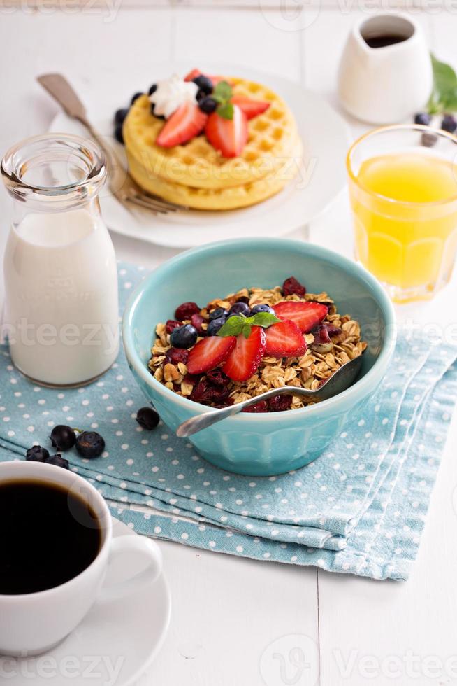 Breakfast bowl with homemade granola photo