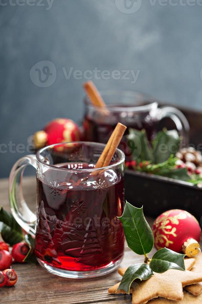 Mulled wine with cinnamon and star anise photo