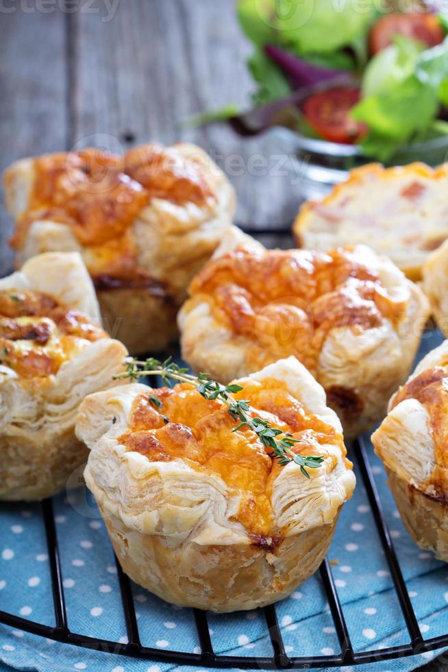 Mini quiche with puff pastry photo
