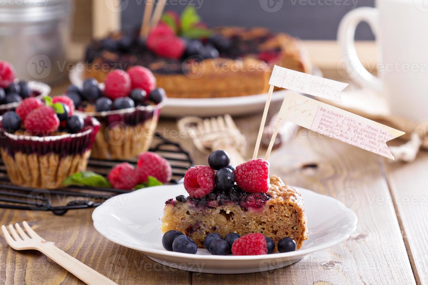 Berry cake with oats photo