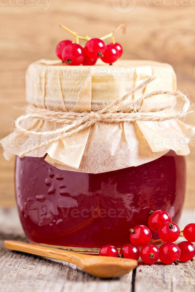Red currant jelly in a jar photo