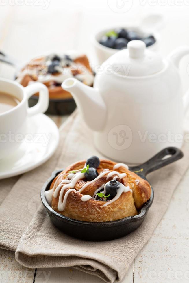 Cinnamon bun for one in a tiny skillet photo