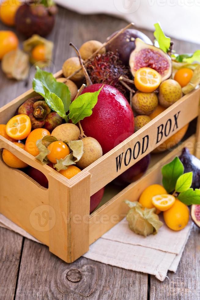 Exotic fruits in a crate photo