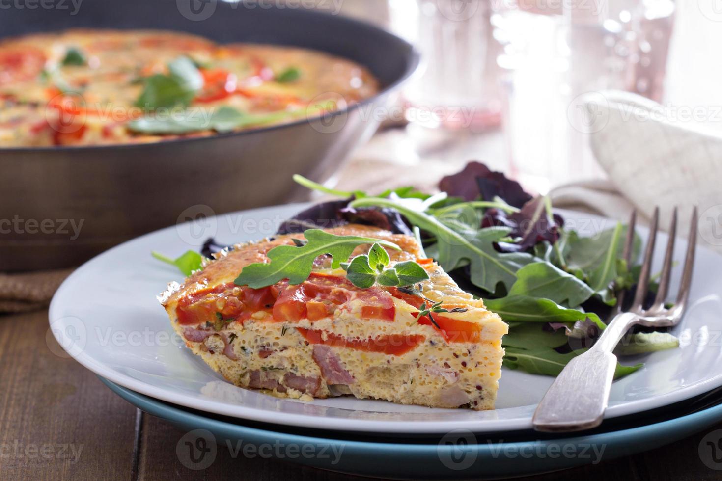 Frittata with vegetables and ham photo
