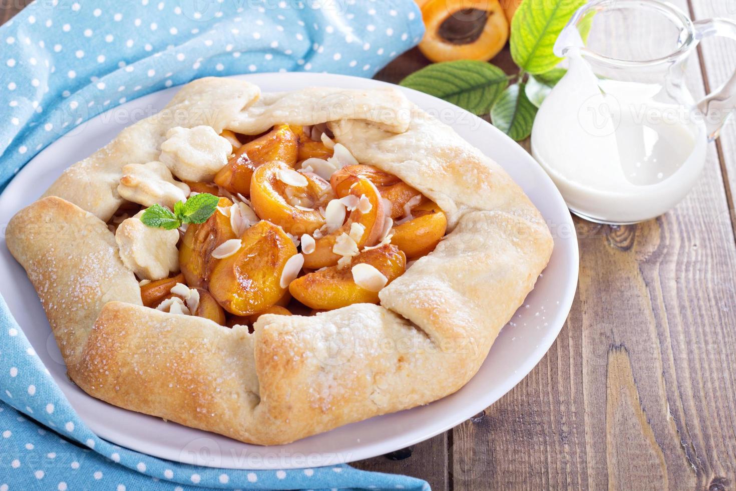 Open pie with apricots photo