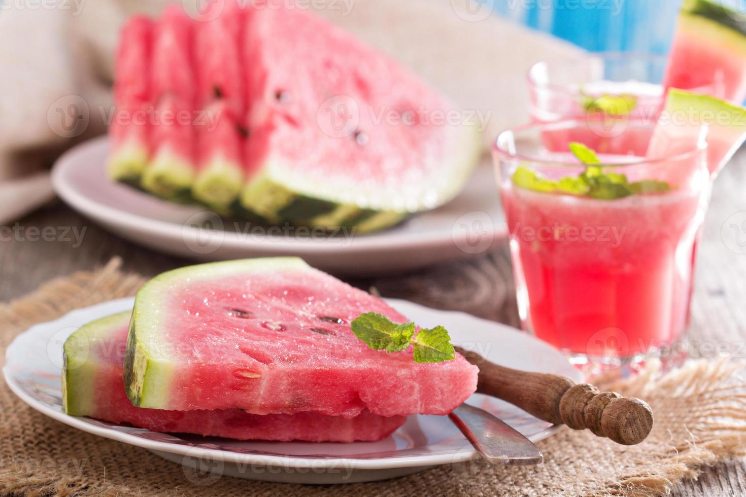 Watermelon slices on a plate photo