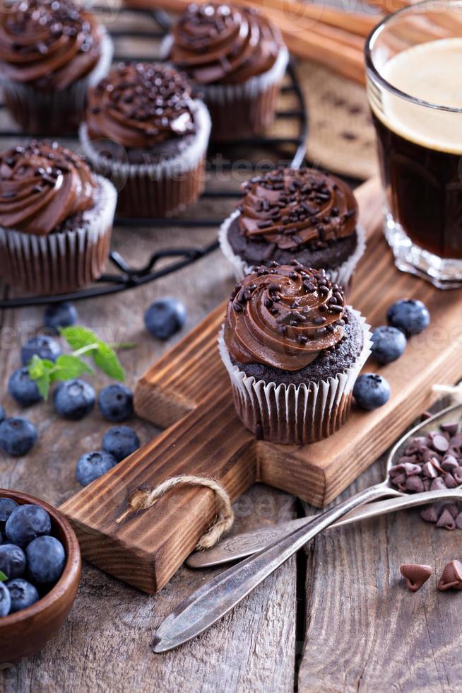 Coffee and chocolate cupcakes photo