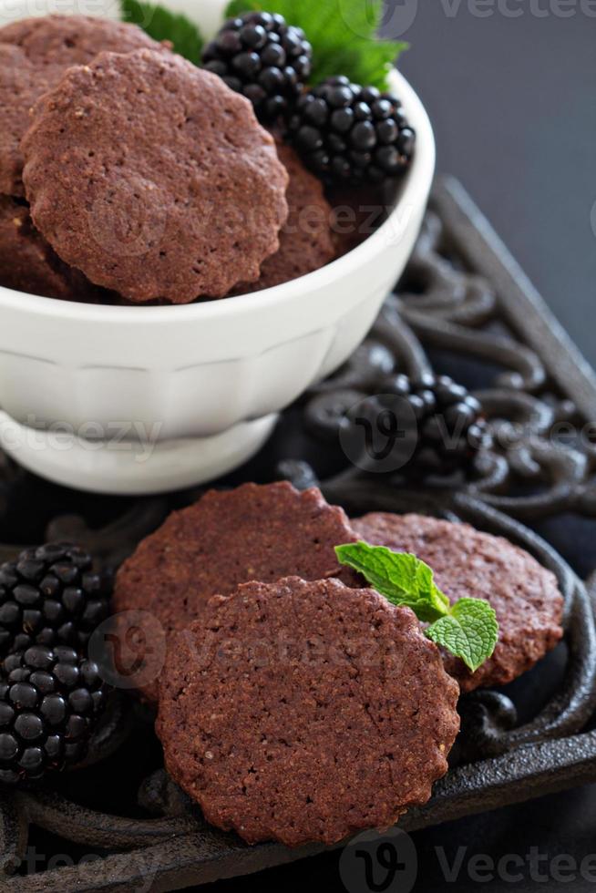 Chocolate cookies with coffee photo